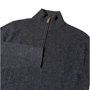 J Crew Mens Medium Navy Blue 100% LambsWool 1/4 Zip Sweater Pullover Long Sleeve